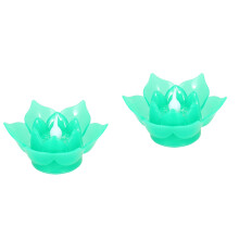 2St Groene LED Lotuskaars Elektronisch Flameless Drijvend Bloemlicht