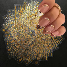 120 Mini Sheets Gold Nail Art Stickers 3D SelfAdhesive Decals Stars Flowers Snowflakes Set