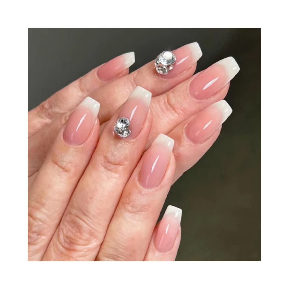 Pink Gradient Press On Nails Kit Short Length Reusable Abs Fake Nails With Salonstyle Finish 24Pcs