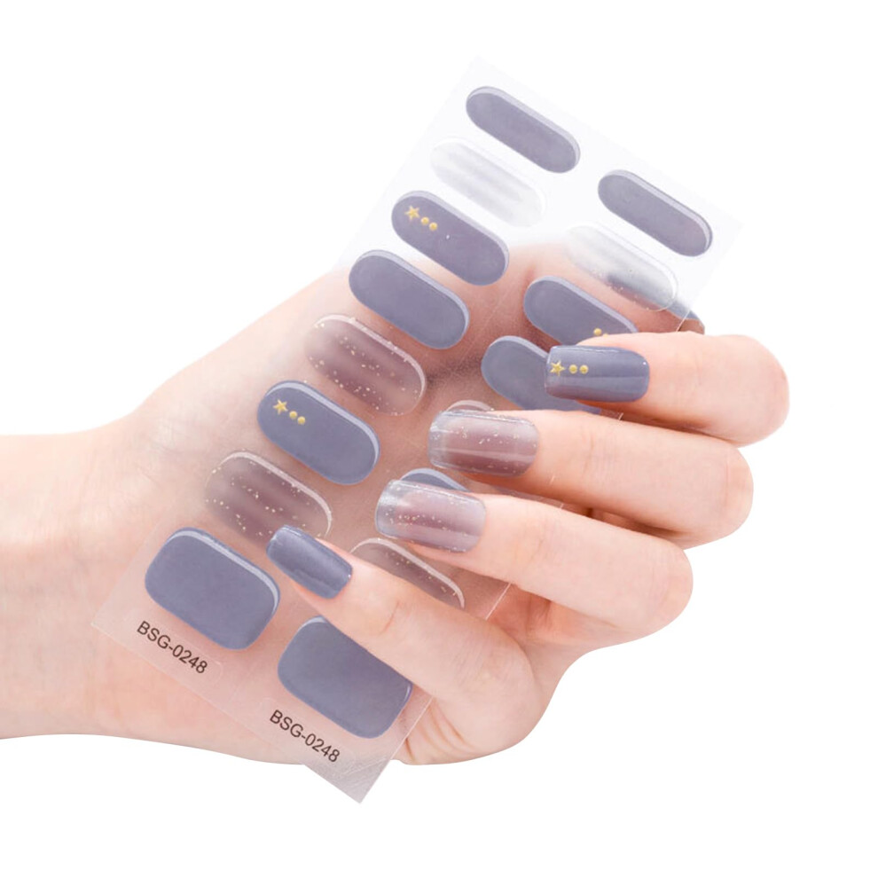 Semi Cured Gel Nail Stickers BSG248, SalonQuality LongLasting Waterproof Gel Nail Wraps