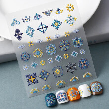 Vintage Flower Nail Art Stickers 5D Embossed Decals Retro Floral Design Easy Application 2 Styles