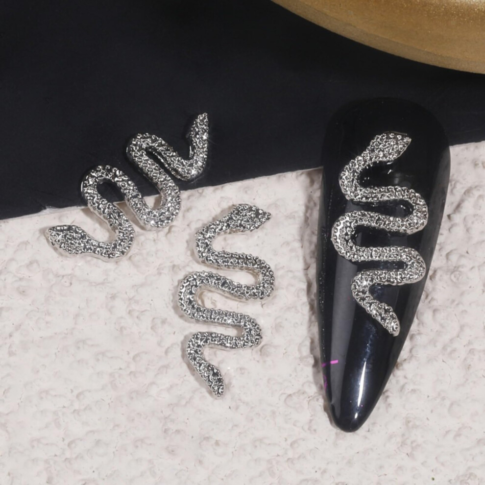 30PCS 3D Nail Charms with Rhinestones, Y2K Metallic Snake Nail Accessories for Women