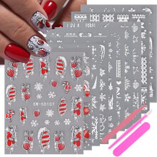 Christmas Nail Art Stickers 10PCS Set, 5D Snowflake Decals with Tweezers, Easy Self Adhesive Holiday Design