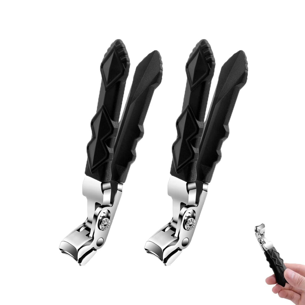 Professional Toenail Clippers for Thick Nails Seniors, Wide Jaw Precision Cut, AntiSplash 2 Pack