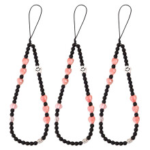 3PC Cute Beaded Phone Charm Bracelet Set with Pearls and Butterflies, Short Wrist Strap for Women