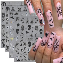 Halloween Nail Stickers 3D SelfAdhesive Ghost Spider Skull Bat Decals for Women DIY Manicure