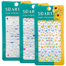 5D Embossed Heart Nail Art Stickers Valentines Nail Decals SelfAdhesive 3 Sheets for Women Girls