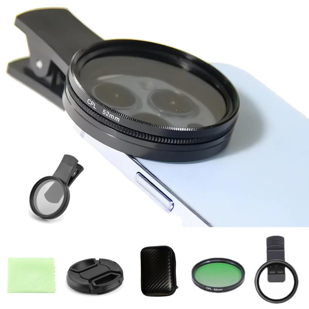 52Mm Clipon Cpl Phone Camera Lens Filter, Circular Polarizer For Enhanced Color Clarity And Universal Smartphones (1Pcs) 9073542600121