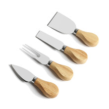 4-Piece Stainless Steel Cheese Cutters with Oak Handles