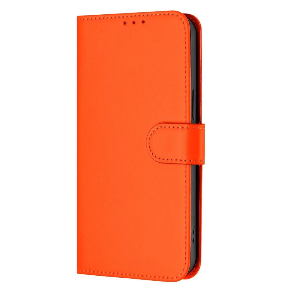 Wallet Case Pu Leather Flip Cover With Card Holder Stand And Wrist Strap For Samsung Galaxy S23 Orange 9771547511472