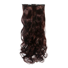 Clip In Hair Extensions Maroon 22 Inch Synthetic Curly Wavy Heat Resistant Full Head for Women