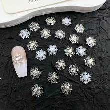 54pcs Snowflake Nail Art Charms Set, 3D Winter Gold Silver White Resin Decorations for Christmas