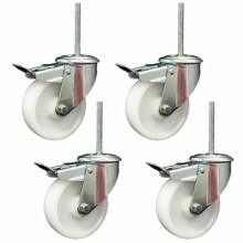 100mm Heavy Duty Nylon Bolt Hole Braked Castors with Bolt Fittings (Set of 4)