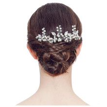 2 Pieces Silver Bridal Hair Pins with Pearls and Crystals Handmade Wedding Hair Accessories