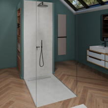 Receveur de douche à carreler - COMPACT BOARD 150x100 - Caniveau inox excentré - Hauteur 7 cm - Natte étanche pré-montée