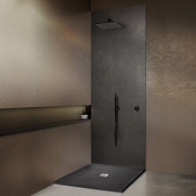 Receveur de douche - 90x90 cm - Pierre naturelle rocher de mer - Extra-plat 2.2 cm - Siphon 360 & natte étanche