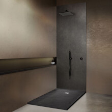 Receveur de douche en pierre naturelle - 160x80 cm - Extra plat 2,5 cm - Natte étanche pré-montée - Antidérapant Classe C