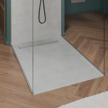 Receveur à carreler - LINE BOARD 185x90 - Siphon ultra-plat 4 cm - Caniveau inox excentré - Natte étanche pré-montée