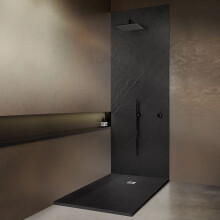 Receveur de douche en pierre naturelle - 100x80 - Extra plat - Graphite noir - Natte étanche & siphon 360