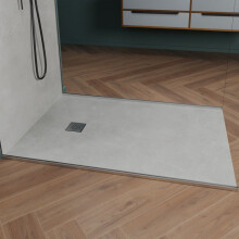 Duschablauf zum Fliesen - COMPACT BOARD 100x100 - Integrierter Höhenversteller - Zentrale quadratische Gitter - Kürzbar um 6,7 cm