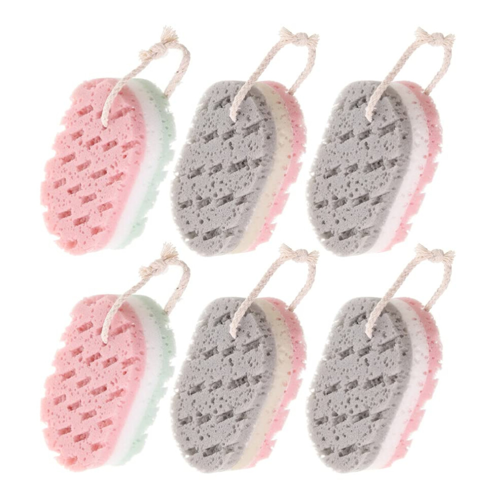 6pcs Bath Sponge with Lanyard, Soft Body Scrubber for Shower, Durable and Fast Drying