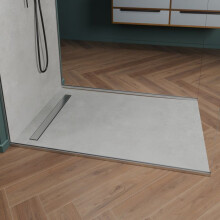 Receveur de douche à carreler - MONO BOARD 140x90 - mono pente - caniveau inox excentré - natte étanche pré-montée