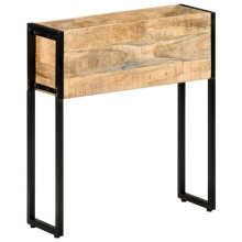 Jardinière surélevée - HELLOSHOP26 - 60 x 20 x 68 cm - Bois de manguier - Cadre acier noir - Hauteur de travail