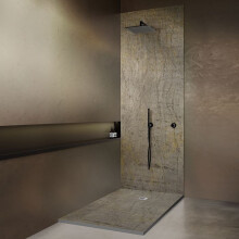 Receveur de douche en pierre naturelle - 140x90 cm - Extraplat 2,5 cm - Natte étanche - Siphon 360