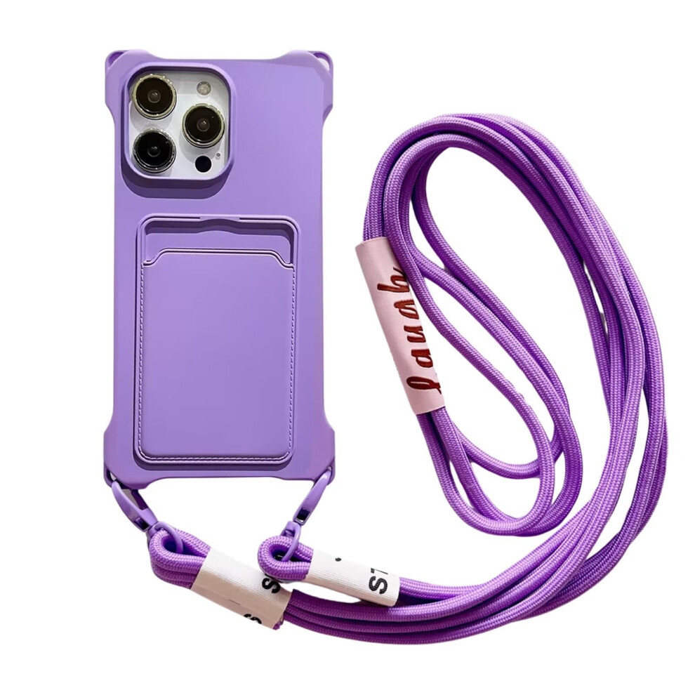 Wallet Case With Card Holder For Iphone 16 Pro Max, Shockproof Slim Crossbody Design With Adjustable Lanyard And Precise Camera Cutouts Purple 9330225916949