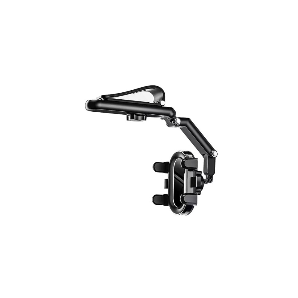 360 Rotatable Car Phone Holder With Retractable Rearview Mirror Mount, Universal Fit For Smartphones (Black) Black 9073542601401