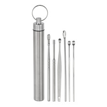Ear Cleaning Kit Stainless Steel Ear Wax Removal Tool Set for Adults with Titanium Travel Case