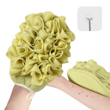 Exfoliating Bath Mitt with Loofah, Double Sided Body Scrubber for Shower, Green 1Pc