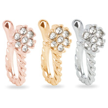 Clip On Nose Ring for Men Flower Cubic Zirconia Fake Nose Piercing Hoop with Gift Bag