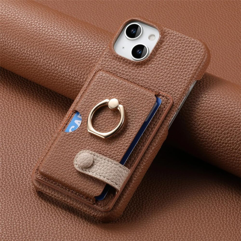 Pu Leather Wallet Case With Ring Holder Kickstand For Iphone 12 Pro, ShockâAbsorbing Slim Design Brown 9771547511830