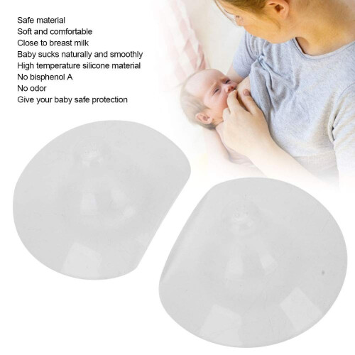 Soft Silicone Nipple Shields for Breastfeeding Moms, Reusable Protector for Sore Nipples with Case 2