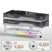 2-in-1 Grafische Kaartradiator 1800 RPM 5V 3-Pins ARGB Grafische Kaartkoelventilator met 3x80mm Ventilatoren PCI-Montagebeugel