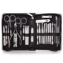 Professional Manicure Set 26pcs Black Stainless Steel Nail Clippers Kit with Case for Nail Care