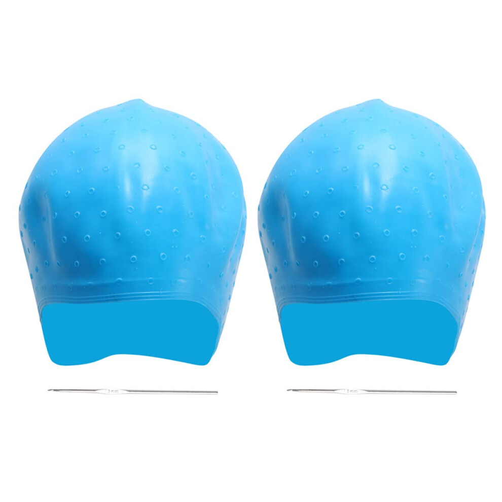 Hair Highlighting Cap Silicone Reusable with Crochet Hook for Precise DIY Hair Coloring Highlights