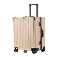Aluminum Frame Suitcase 22 Inch Carry On Pink Luggage with Silent Spinner Wheels and Secure Lock