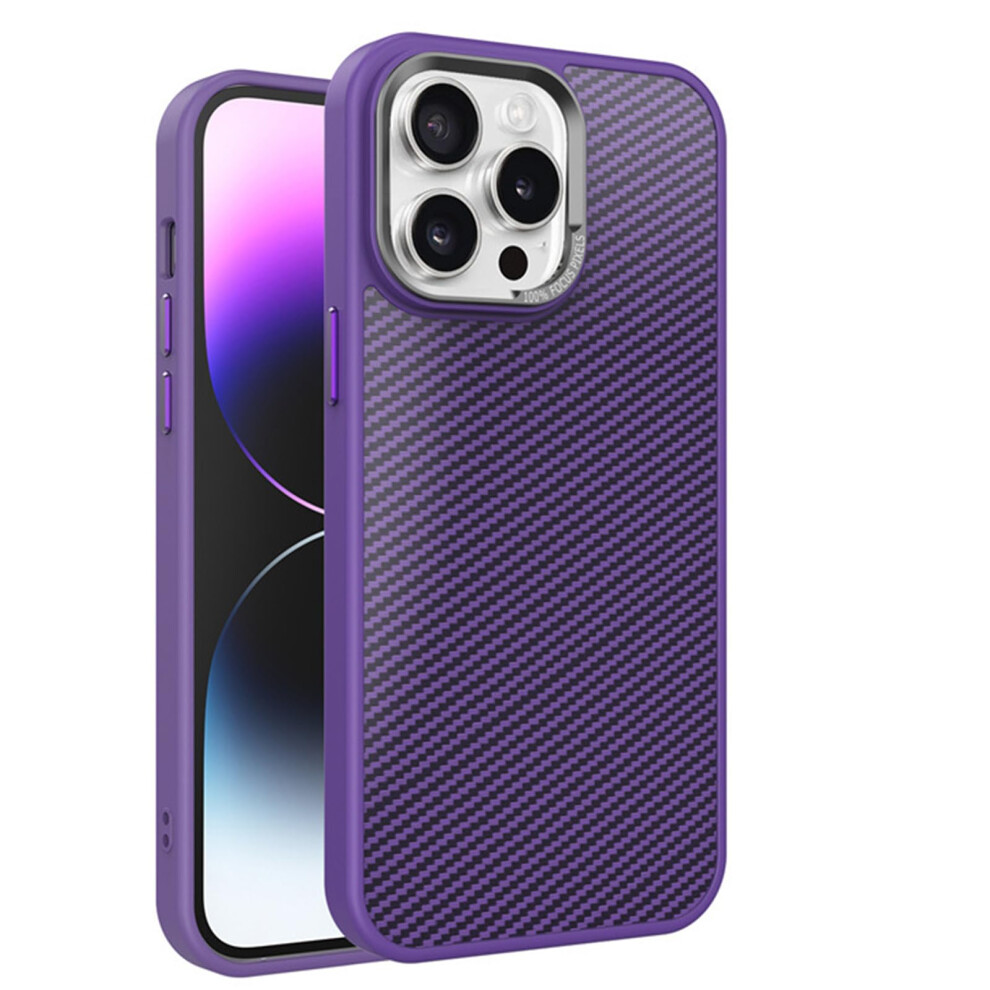 Slim Shockproof Magnetic Carbon Fiber Case For Iphone 16 Pro Max, Protective Cover Purple 9092120134797