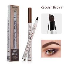 Waterproof Microblading Eyebrow Pen with Four Tip Applicator for Long Lasting Smudge Proof Natural Brows Brown 1 Pack