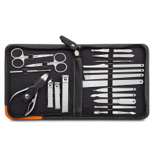 Manicure Set 19 in 1 Stainless Steel Nail Clippers Kit for Travel with PU Leather Case