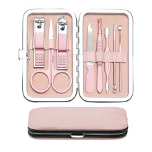Rose Gold Stainless Steel Manicure and Pedicure Set, 8pcs Professional Nail Care Kit with Leather Case