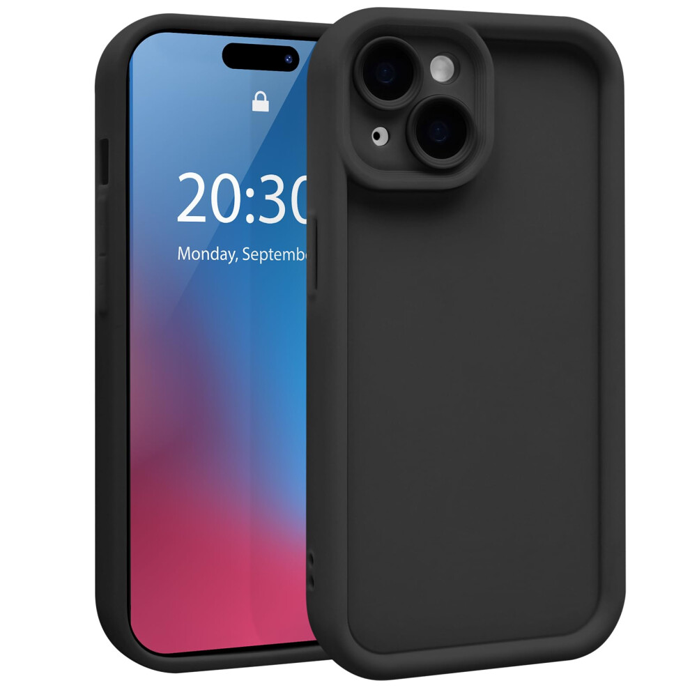Liquid Silicone Case 6.1 Inch For Iphone 15, Shockproof Matte Cover With Raised Camera Guard And Slim Fit Black 9330225917281