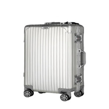 29 Inch Silver Aluminum Magnesium Alloy Suitcase, Hard Shell Luggage with Silent Spinner Wheels and TSA Lock