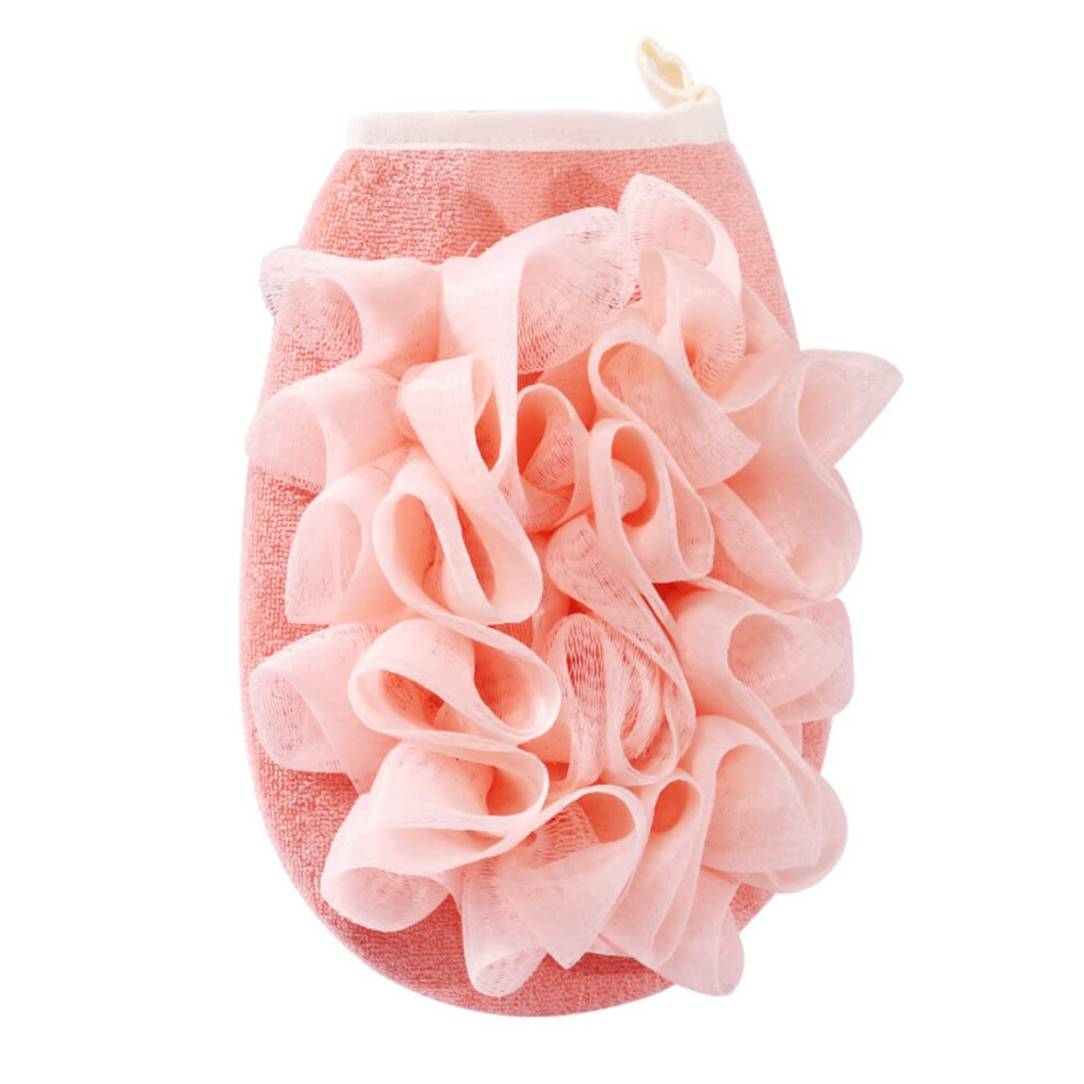 Pink Shower Exfoliating Gloves With Dual Texture For Smooth Skin Spa Massage And Body Scrub