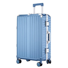 22 Inch Aluminum Frame Luggage with TSA Lock, Durable Hard Shell Travel Suitcase Blue, Large Capacity