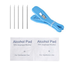 Body Piercing Needles Kit 8 Pcs MultiGauge Stainless Steel with Septum Clamp for Ear Nose Lip