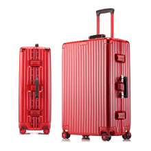 20 Inch Red Hard Shell Carry On Luggage with Wheels, Durable Hardside Suitcase TSA Approved