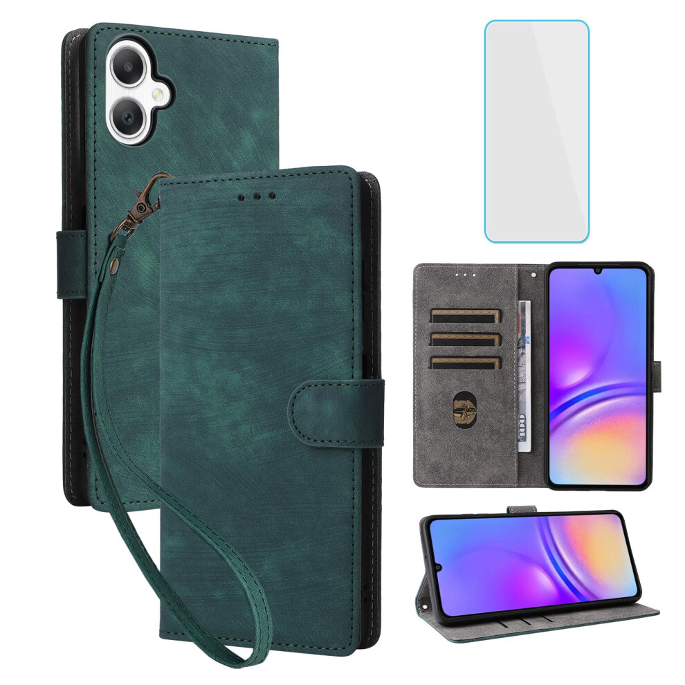 Wallet Case Leather Flip Cover With Rfid Blocking And Screen Protector For Samsung Galaxy A06 Green 9771547512271